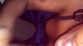 ebony babe blows for cash in closet