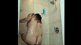 Satinskye bathing in the hotel shower