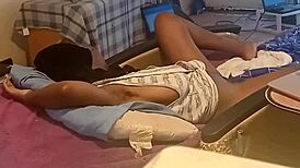 Nice hairy pussy on ebony milf waiting to get fucked hard