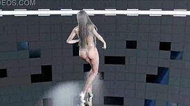 Intriguing 3D dance girl performs online.