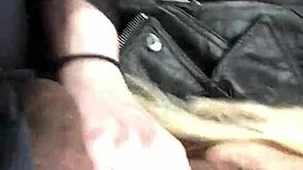 wife deepthroats interracial cock in outdoor car