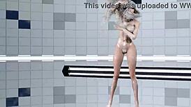 Intriguing 3D dance girl performs online.
