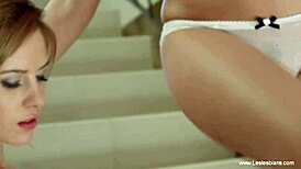 two lesbians fingering each other's pussies hard after missing each other