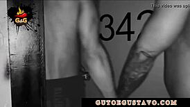 Hardcore action in hotel room by horny gay couple