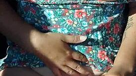 Naked Latina Flashing in Moving Car for Public Thrill