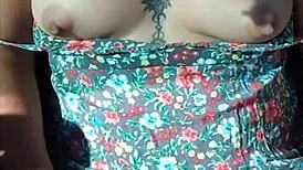 Naked Latina Flashing in Moving Car for Public Thrill