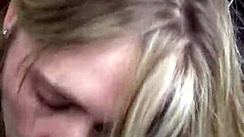 wife deepthroats interracial cock in outdoor car