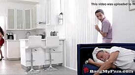 Perv stepbrother fucks mixed race stepsister Demi Sutra hard!