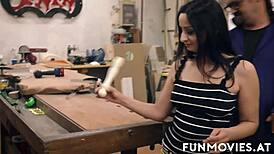 Amateur brunette milf in upskirt scene