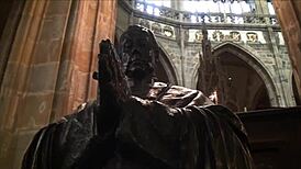 Exploring prague castle with tourists