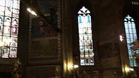 Exploring prague castle with tourists