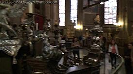 Exploring prague castle with tourists