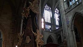 Exploring prague castle with tourists