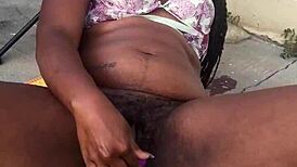 Naejaexx plays with dildo in public outdoor spot