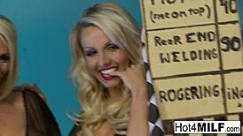 two big tit blondes watch brunette babe in action