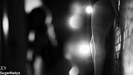chic sugarnadya dances seductively in black and white lingerie, teasing with horny moves