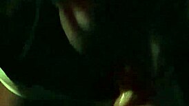 In the late night, an ebony milf delivers a sloppy blowjob to a big black cock.