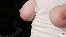 bent over blonde gets tormented with choking and gagging in bizarre lezdom play