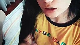 The Argentinian babe receives a warm cum facial after intense blowjob