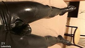 huge latex cock pounding away