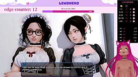 Vtuber Lewdneko explores dating and hotel scenarios in Harem Hotel part 7