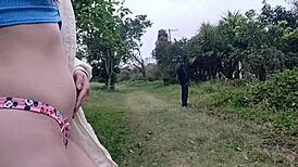 My wife masturbates in the park watching athletes.