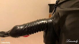 huge latex cock pounding away