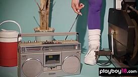 aubrey destremps feels thrilled stripping to reveal her pierced nipples