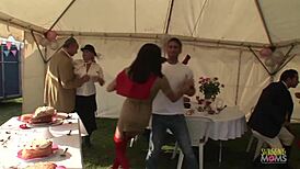 Three Attractive Women and a Mature Lady in Stockings and Fishnets