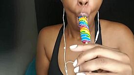 Cute Ebony Chick Sucks Fetish Cock In Black Sucking Action
