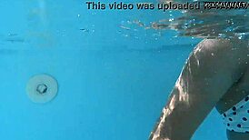 Irina cage busty russian babe fucks underwater