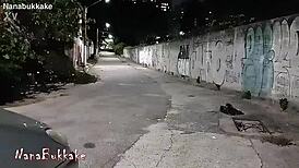 Trailer Dogging: Three Guys Pound Me and Cum in My Mouth on the Street