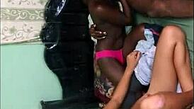 Latina bent over for anal while sucking cock on her knees