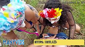 xara rouxxx fucks a stranger bent over during outdoor halloween photo shoot
