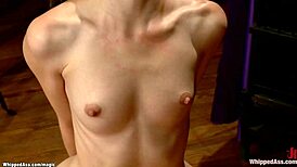 Skinny lesbian whipped and fucked hard