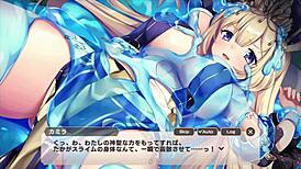 In the game Monmusu TDX, priestess Kamira encounters slime challenges.