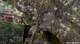 why does that muscle stud fuck the latina babe with bubble butt outside in public?