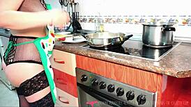 Milf Cook Blows Job In Nylon Lingerie