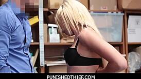 Blonde Teen 18+ Shoplifter Caught In Garage, Punished With Hard Fucking By Burglar