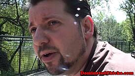 Bounded Teen Slave Deepthroats Dom's Cock