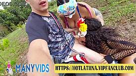 xara rouxxx fucks a stranger bent over during outdoor halloween photo shoot