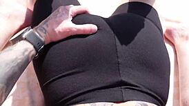 Sexy brunette sucked on beach and car