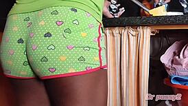 Dr Pussy2 Secret Camera Films Ebony Married Woman Alone in Domestic Chores with Big Ass and Tits