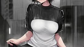 Intense Ear Licking On Sexy Teen In Rainy Hentai Anime