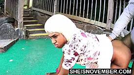 4K HD Hardcore Ebony Stepdaughter Bends Over for Stepdad and Boyfriend. Same Day Doggystyle Action at Mini Golf Course with Pornstar MsNovember.