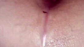 This teen's wet pussy gets pounded doggy style in a close-up homemade scene.