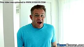 Curvy teen 18+ brunette with big ass and bubble butt gets hardcore pounded by amateurs