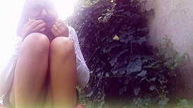 Outdoor Without Panty, Peeing on Grass, Ignoring Nosy Neighbours in Wild Public Display