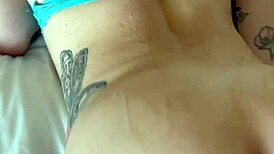 boy licks pussy first time in car, pees on her ass