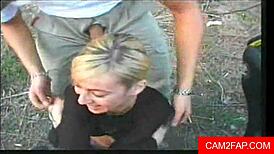 Amateur group in car action